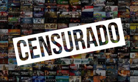 Colagem de várias capas de jogos em grade com faixa diagonal branca exibindo a palavra ‘CENSURADO’ em destaque.