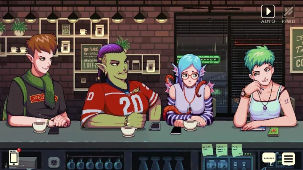 Os personagens de Coffee Talk
